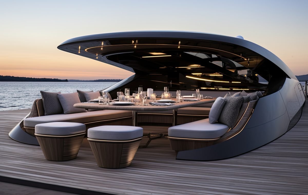 Main deck with bespoke joinery and lacquered surfaces